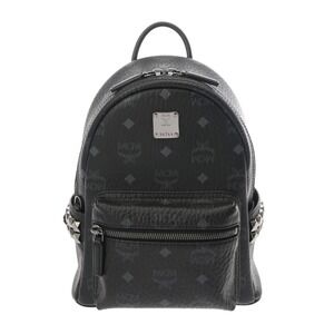 MCM Side Stud Backpack Black Calfskin Rucksack Daypack